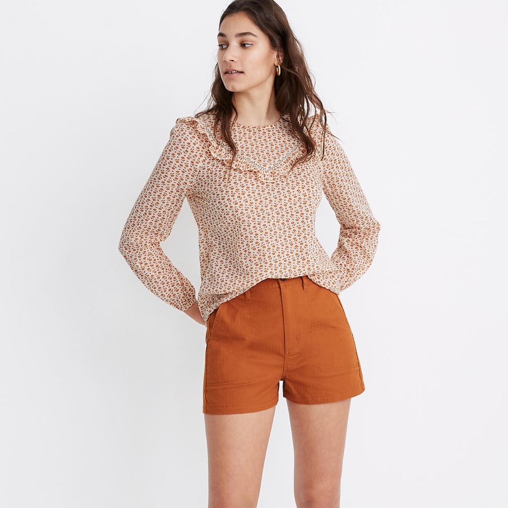 NWT Madewell Ruffle-Yoke Prairie Top in Cutout Blooms